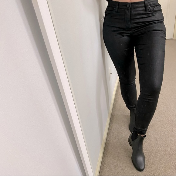 NEW BlankNYC The Bond Coated Leather Midrise SkinnyJeans Black size 27 - Picture 4 of 16